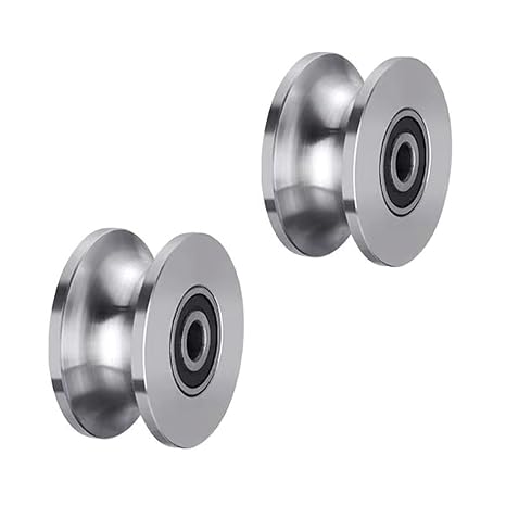 Sliding Gate Rollers Stainless Steel U Groove Wheel Heavy Duty Cable Pulley Block U Shaped Rail Gate Wheels Quiet and Smooth Operation Plate Caster with Bearing for Barn Door Track 2pc