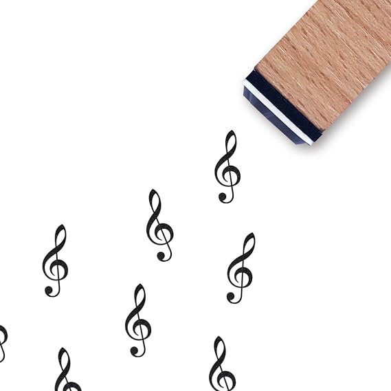 Music Notes Rubber Stamp, 3/5 Inch Small Mini Stamp for Scrapbooking Card Making Planner