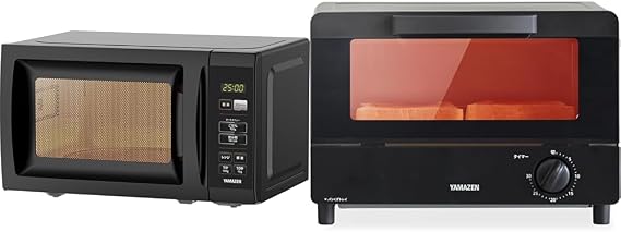 Yamazen YRM-HF171B Microwave, 4.7 gal 17 L, Single Function, Hertz Free, Turntable, Auto Menu, Japanese Use, Timer Function, Black, Oven Toast, 2 Pans, Pan Compatible, 1000 W, Timer, 30 Minute Saucer, Black