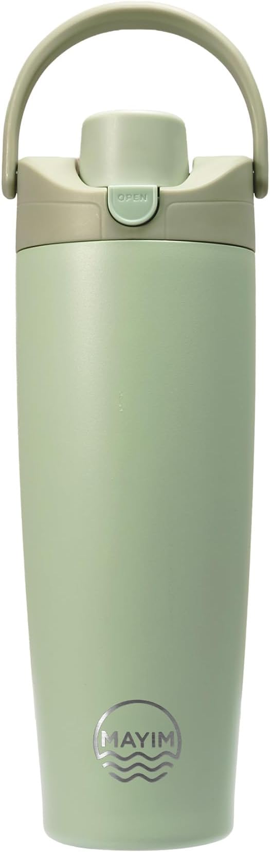 Mayim Snap-Sip Insulated Water Bottle 30 oz with Straw, One-Press Flip Lid, Auto Pop-Up Straw, Slide-Lock Leakproof Cap, Chug Mode, Carry Handle, BPA Free (Sage)