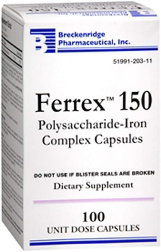 Breckenridge FERREX 150 Polusaccharide-Iron Complex Capsules 100 Count