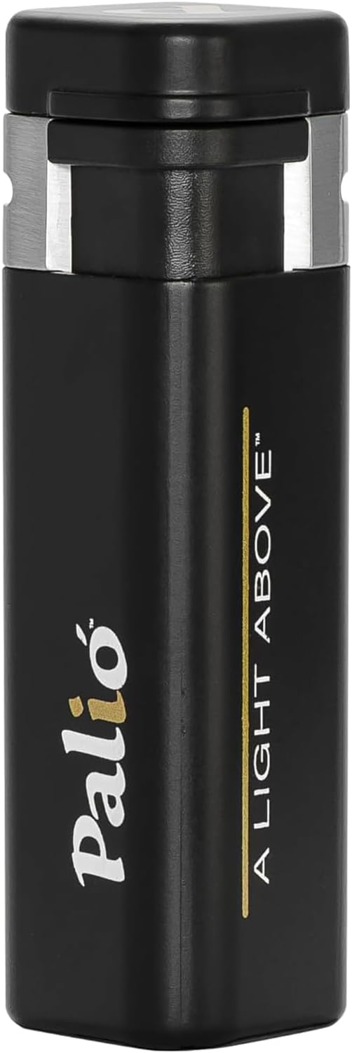 Palio Treo Triple Jet Flame Butane Torch Lighter, Black | Wind Resistant, Oversized Refillable Fuel Tank, Adjustable Flame, Easy Push Ignition, Flip-Top Lid, High Altitude Tested