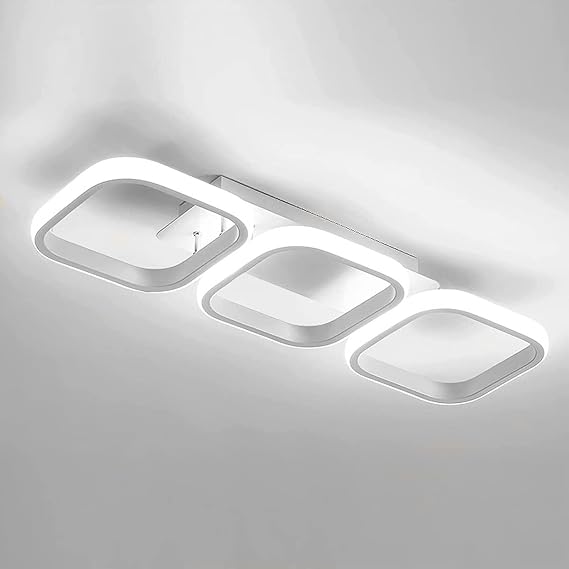EIDISUNY Ceiling Light 3 Rectangles LED Latest Personality Simple White Modern Led Ceiling Light for Hallway Entrance Office Bedroom Kitchen Living Room Aisle - 54cm 33W Cool White Light 6000K (White) [Energy Class E]