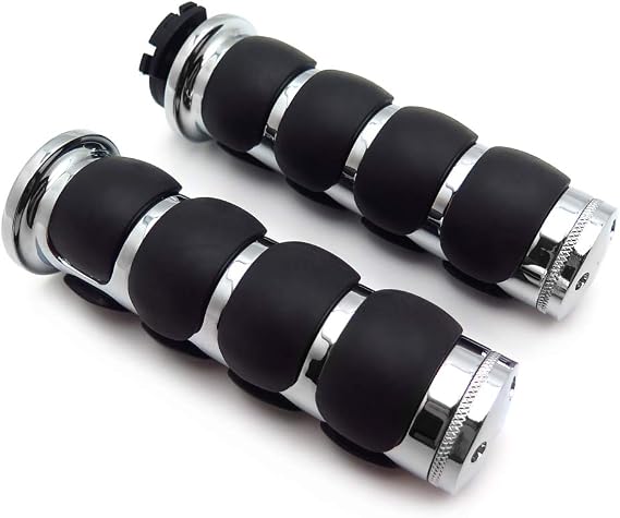 HTTMT- TRHB114C-25 - Chrome 1" 25mm Rubber Hand Grip Compatible with Harley Davidson FXDWG Dyna Wide Glide