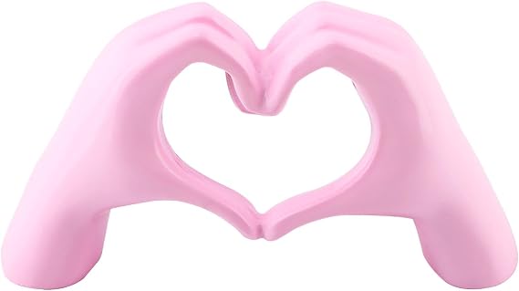 Small Heart Hands Sculpture Decor for Living Room,Love Finger Statue,pink