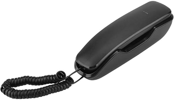 Single Line Wall Telephone, Noise Cancelling Corded Telephone,Wall Mounted Telephone Built-in Dial Pad in the Handset(Black)
