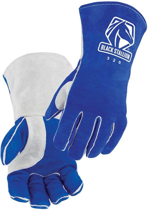 Black Stallion (320) CushionCore Lined Stick Glove, Cowhide Leather, Padded Liner, Heat Resistant, Kevlar Stitching