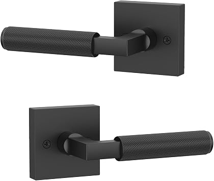 Asidrama 2 Pack Black Dummy Door Handles, Non-Turning Decorative Door Lever with Door Knobs for Closet, French Double Doors, Pantry & Interior Push/Pull Use