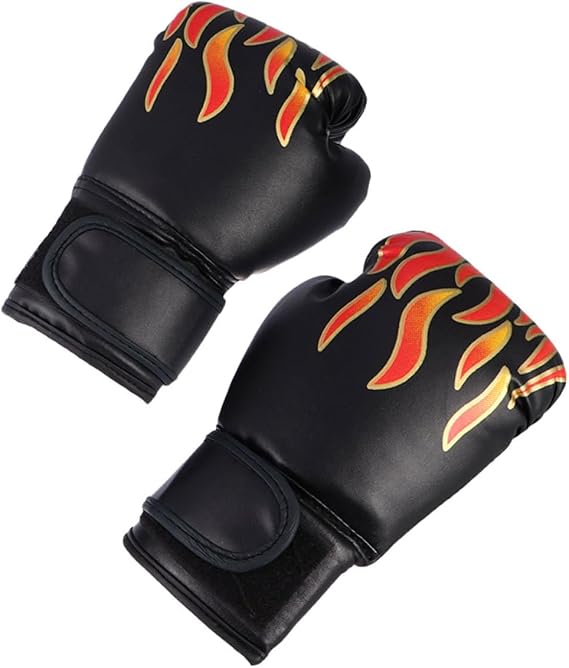 Boxing for Sparring and Training, Adult Half-Finger Padded with Enhanced Protection, Flame Black Thickened Kickboxing Mitts for Martial Arts and Training