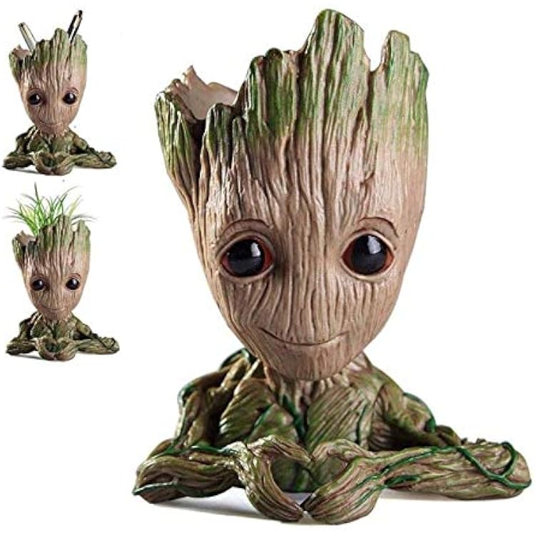 Baby Groot Flowerpot Tree Man Planter Flower Pot with Drainage Hole Pencil Pen Holder,Diligencer Office Party Ornament Christmas Birthday Gift Planter 6