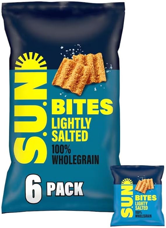 Sunbiites Multigrain Crisps Multipack Sweet Chilli Flavour, Wholegrain Snacks 6 x 25g (Lightly Salted)