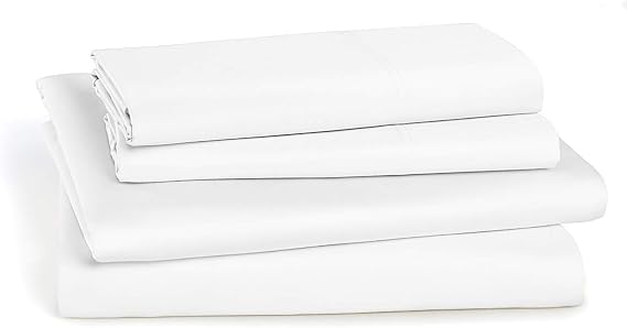 Royal Tradition 100-Percent Cotton Percale California King Size 4PC Sheets Set, Soft and Crisp Bed Linens, Solid White, Made in Egypt