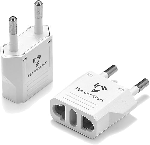 United States to Chile Travel Power Adapter to Connect North American Electrical Plugs to Chilean Outlets for Cell Phones, Tablets, eReaders, and More (2-Pack, White)