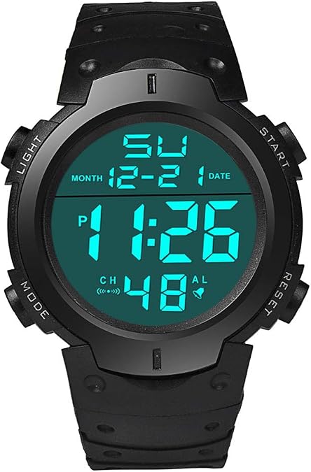 Men's Simple Digital Military Watches Large Face Sport Electronic LED Double Time Waterproof Wrist Watches for Men with Stopwatch Alarm LED Backlight