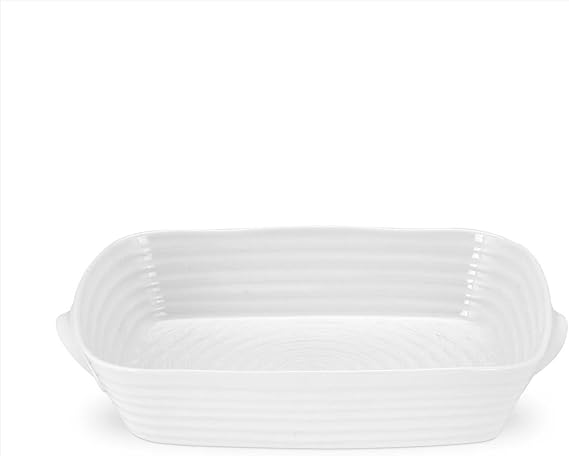 Portmeirion Sophie Conran Rectangular Handled Roasting Dish, 11" x 8" Porcelain Bakeware - Oven to Table Casserole Pan with Easy Grip Handles for Roasts, Casseroles & Family Meals