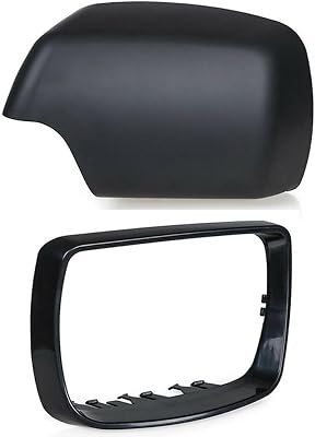 Rear View Mirror Cover Side Mirror Cap for Car Door Mirror Housing Cover Cap with Trim Ring Compatible with BMW X5 E53 2000-2006, 3.0i E53 2002-2003, 4.4i E53 2002-2003, Left Driver Side