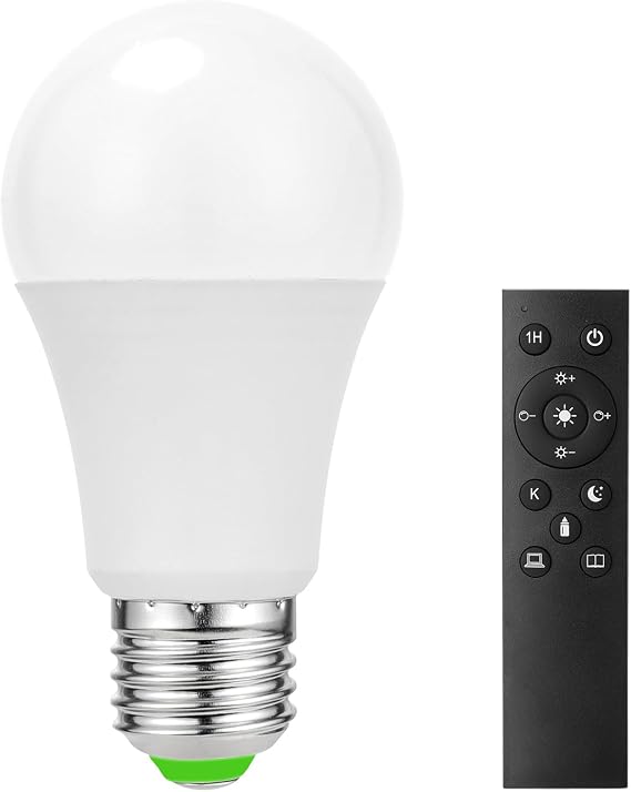 Ambimall 9W LED Light Bulbs with Remote Control, Stepless Dimmable 3000K-6000K,E26 Base