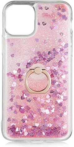 Aksesuarcim Apple iPhone 11 ile Uyumlu Kılıfı Şeffaf Silikon Sıvılı Simli Yüzük Stand Olabilen Kamera Lens Korumalı Tarz Kapak Milce Gold