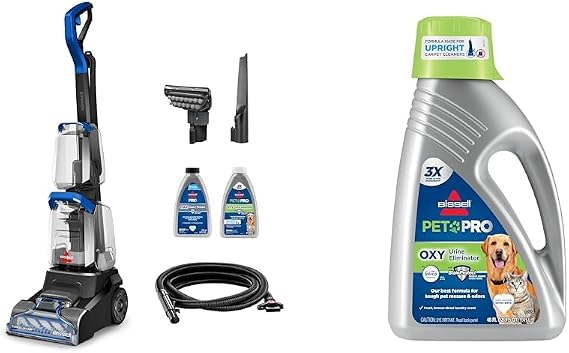 Bundle of BISSELL TurboClean PET, Upright Carpet & Upholstery Cleaner, 3948 + Bissell Professional Pet Carpet Cleaner Shampoo, 48 Ounce, Silver