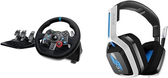 Logitech G29 Driving Force Racing Wheel + Floor Pedals + Astro A20 Gaming Headset Bundle - PS5/PS4/PC