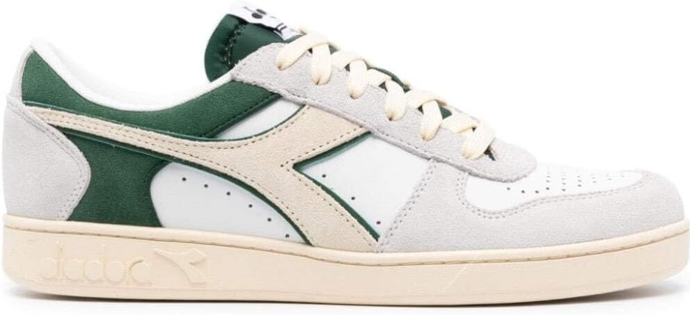 Diadora Magic Basket Low Suede Leather 501.178565 01 C1161 Col. Bianco Panna Verde