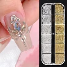 Nail Beads Gold and Silver, Tiny Beads, Charms for Nails Design, DIY for Nail Art, Mobile Phone Cases, Wedding Dresses, Cards, Scrapbooks, Birthdays, Christmas Party Decorations