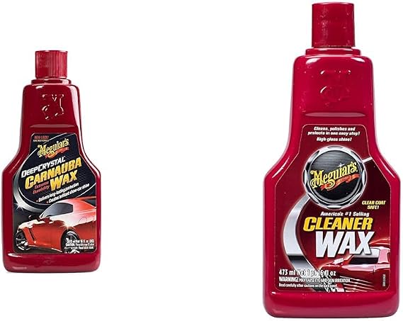 Meguiar's 16 Oz Deep Crystal Carnauba and Cleaner Car Wax Bundle