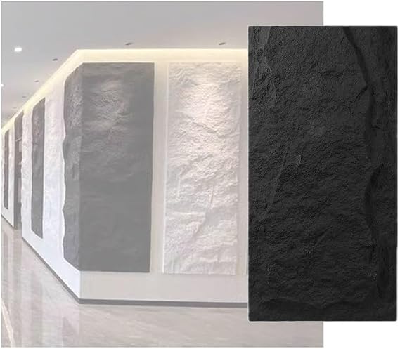 PU 3D Faux Stone Wall Panels, 47.24" X 23.62" Water Proof Wall Panels, Decorative Textured Wall Covering Panels(Black,0.6x1.2m/23.6x47.2in/20pcs)