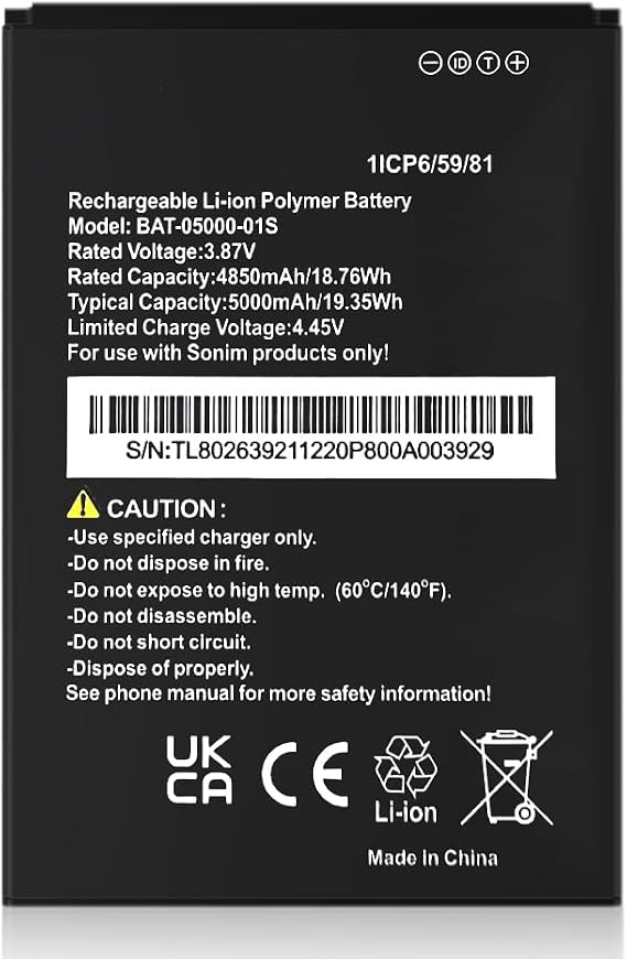 SHENMZ 5000mAh BAT-05000-01S Battery for Sonim XP10/XP9900
