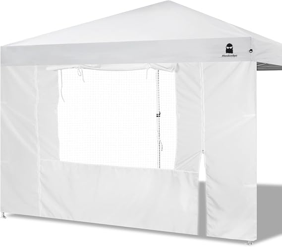Sunshade Sidewall, SunWall with Door and Window for 1010 Pop Up Canopy Straight Leg, Outdoor Instant Canopies Wall, 1 Pack Canopy Sidewall Only (Spliceable, White)