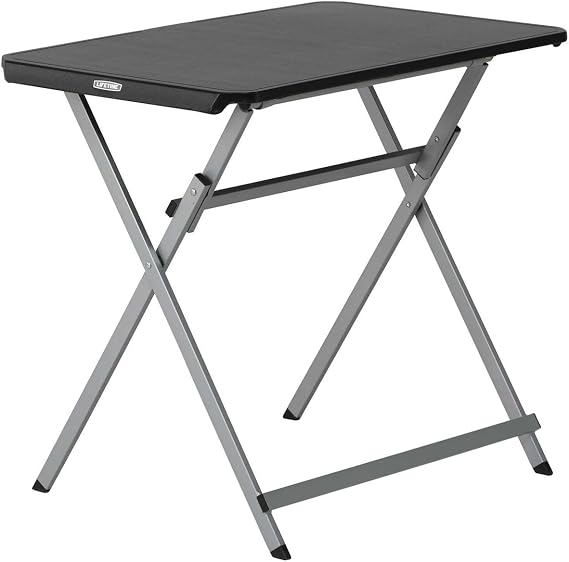 LIFETIME Small Folding Table, Personal TV Tray - Portable - Great for Kids, Camping, Cards, or Laptops - Plastic Black 30 Inch (80623)