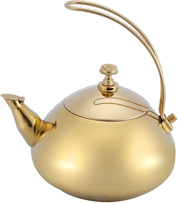 Electric Stove Kettle Gold,Tea Kettle,Sanqiahome Metallic Gold Kettle,1.5L Stainless Steel Teapot Induction Cooker Teakettle Fast Water Heating Boiling Pot