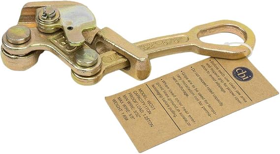 CBI Pipe & Supply Cable Puller Tool - Steel Rope Jaw Puller for Wire Rope - Forged Steel with 2000lb Capacity - Wire Grip Versatile & Durable Solution - Pulling Cable Grab Sized (3/32"-5/8")