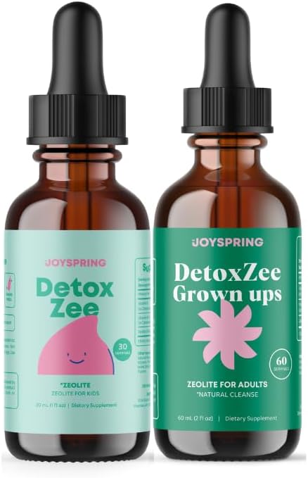 JoySpring Family Daily Supplement (Kids & Adults) DetoxZee Liquid Drops with Zeolite, Vitamin B12 & D3 Sugar-Free Routine Support