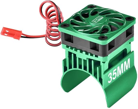 Aluminum 6061-T6 Alloy Cooling Fan with 35mm Motor Heatsink for Traxxas 1:16 Mini Maxx 4WD 107154-1 / Mini XRT VXL-3S 108076-1 Monster Truck Upgrades - Green