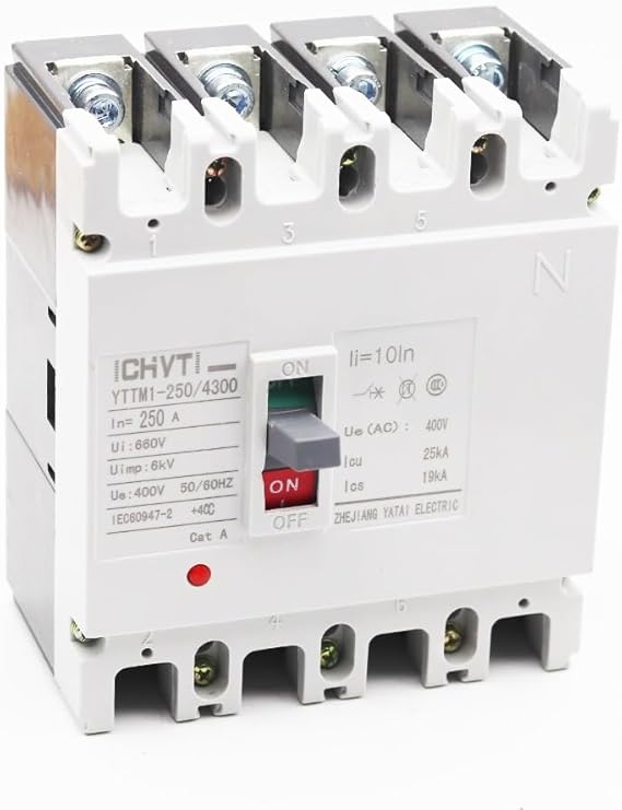 Molded Case Circuit Breaker 160A 200A 225A 250A Three-Phase Four Wire 4P Moulded Case Air Switch 380v MCCB(160A,4P White)