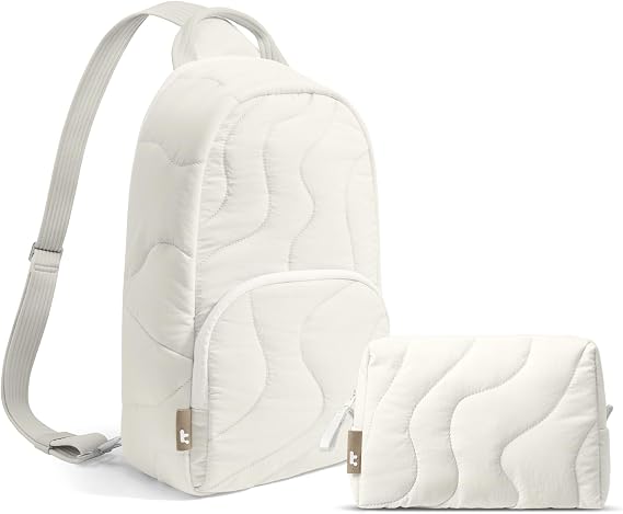tomtoc 10L Crossbody Sling Bag Backpack for Women, Electronics Organizer Travel Case, Soft Puffy Organizer Bag