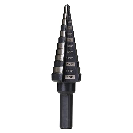 M2 HSS Step Drill Bit Unibit, 3/16"-7/8", Metal Wood Plastic