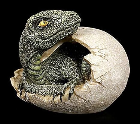 Figuren Shop GmbH Dinosaur Figure Hatching from Egg - Raptors Dawn Fantasy Baby Dinosaur Hand Painted