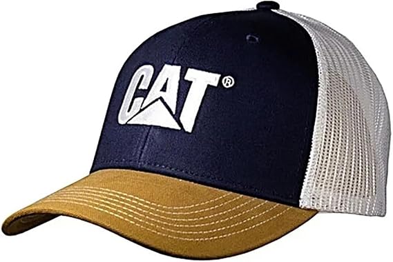 Caterpillar Equipment Navy Blue & Khaki Brown Snapback Mesh Cap/Hat