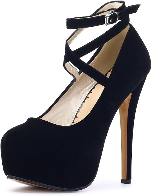 Women's Stiletto High Platform Heels Ankle Strap Pumps