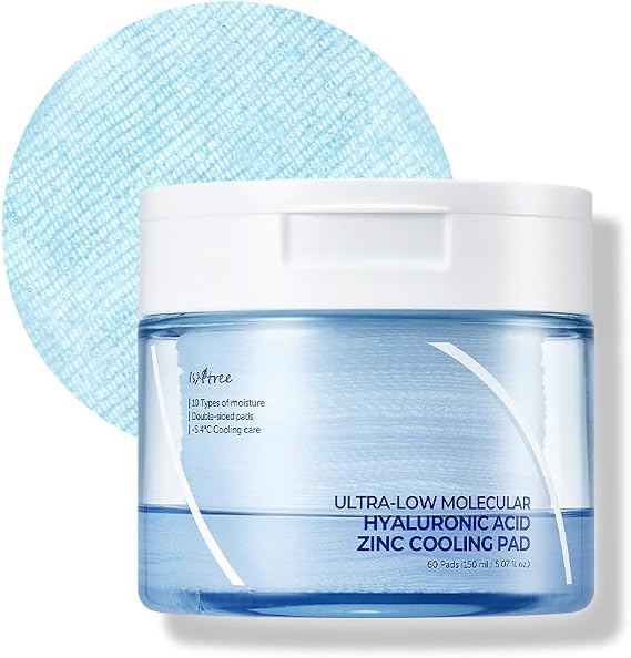 ISNTREE Ultra-Low Molecular Hyaluronic Acid Zinc Cooling Toner Pad (60 Pads)