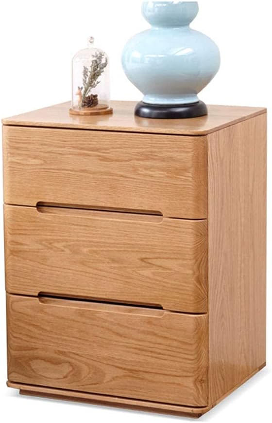 Solid Wood Bedside Table, Nightstand with 3 Drawers Storage Modern Bedside Cabinet for Living Room and Bedroom
