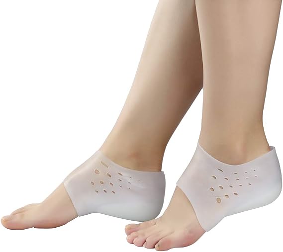 Silicone Height Increase Insole Invisible Heel Lift Soft Pads Silicone Gel Inserts Socks, Half Heel Socks Heel Protector Breathable Suitable for Men Women(3cm)