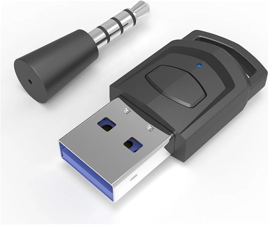 PC / PS5 / PS4 Uyumlu USB Bluetooth 5.0 Ses Verici (Dongle) – Kablosuz Kulaklık Bağlantı Adaptörü – Düşük Gecikme, Tak & Çalıştır