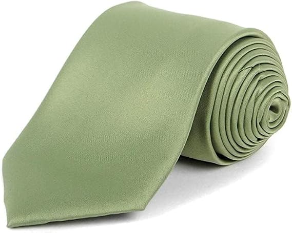 boxed-gifts Umo Lorenzo Tie for Men Satin Finish Necktie - Standard Width Ties - Black, Navy, Red, Sage Green Tie