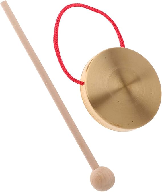 Mini Gong Percussion Instrument For Kids - 4.7 Inch Metal Gong With Wooden