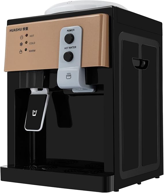 Water Dispenser for 5 Gallon Bottle, Countertop Water Dispenser, Hot & Cold Water Cooler Dispenser with 3 Temperature Settings, for Home and Office (Champagne Gold)