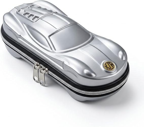 XZR Supercar Pen Case Box Bag Stocking Stuffers Large Capacity Organizer Cool Supercar Pencil Bag Storage Box EVA Material Nice Gift (Silver)