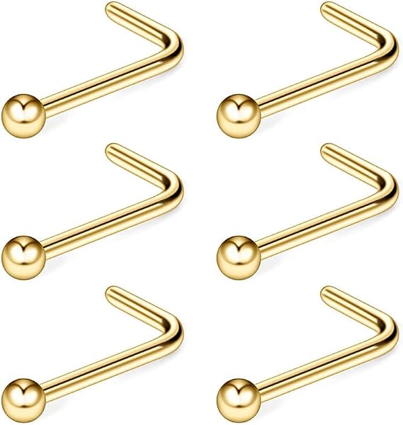 6 PCS Titanium Nose Studs/Surgical Steel/for Women Nostril Piercing Jewelry 20g